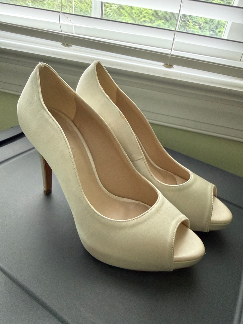 Christy Cream Peep-Toe High Heels